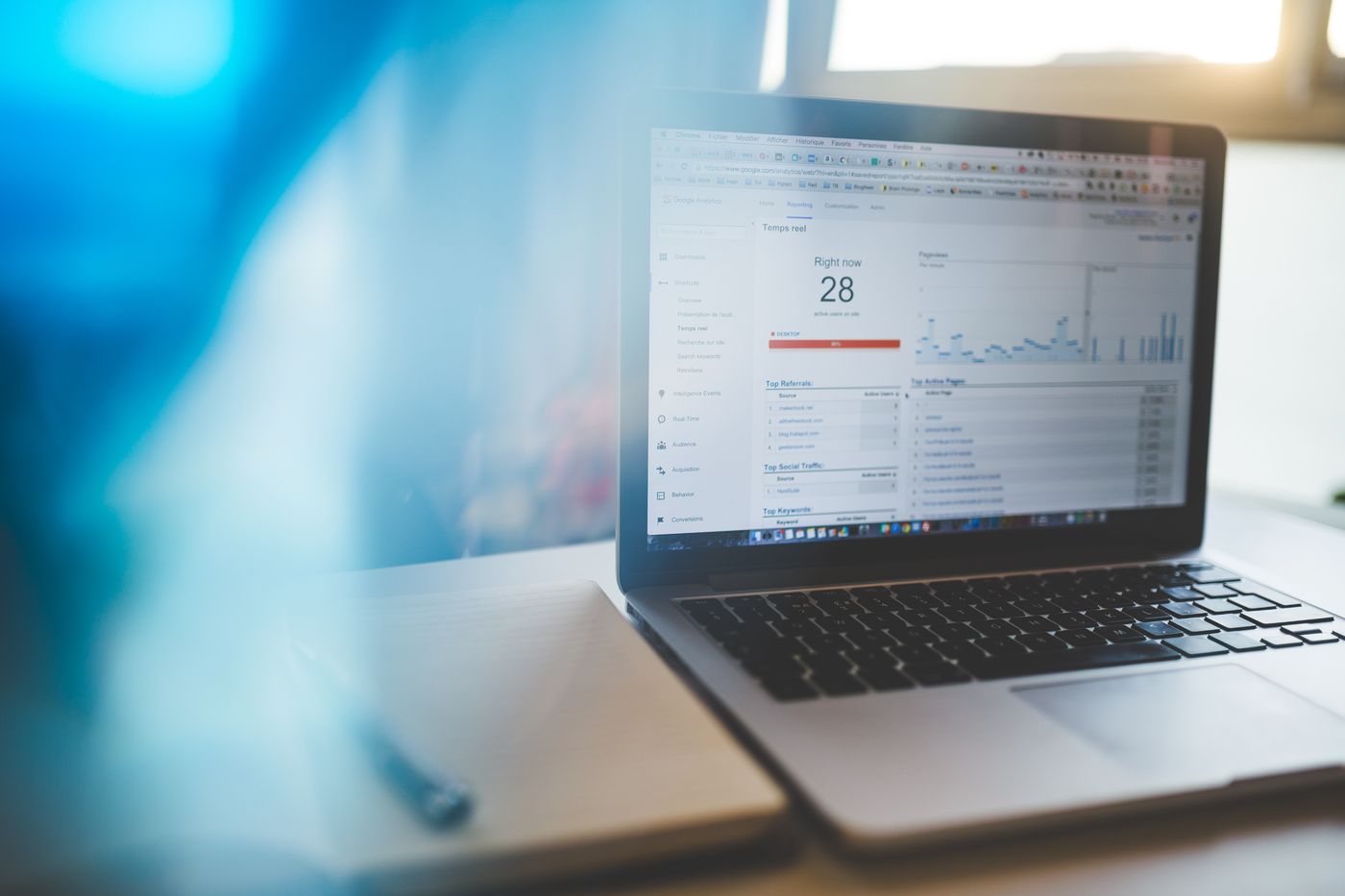 Laptop showing an analytics dashboard of campaign conversions