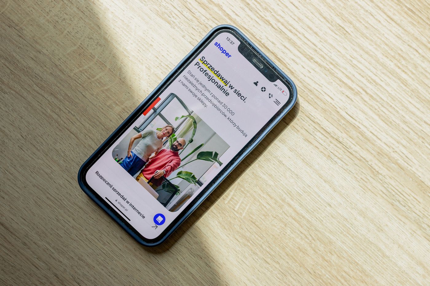 Smartphone showing a mobile landing page