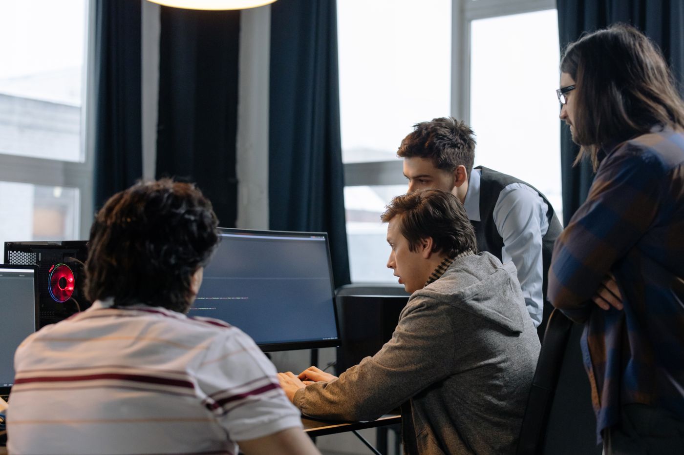 Engineering team working on a product release