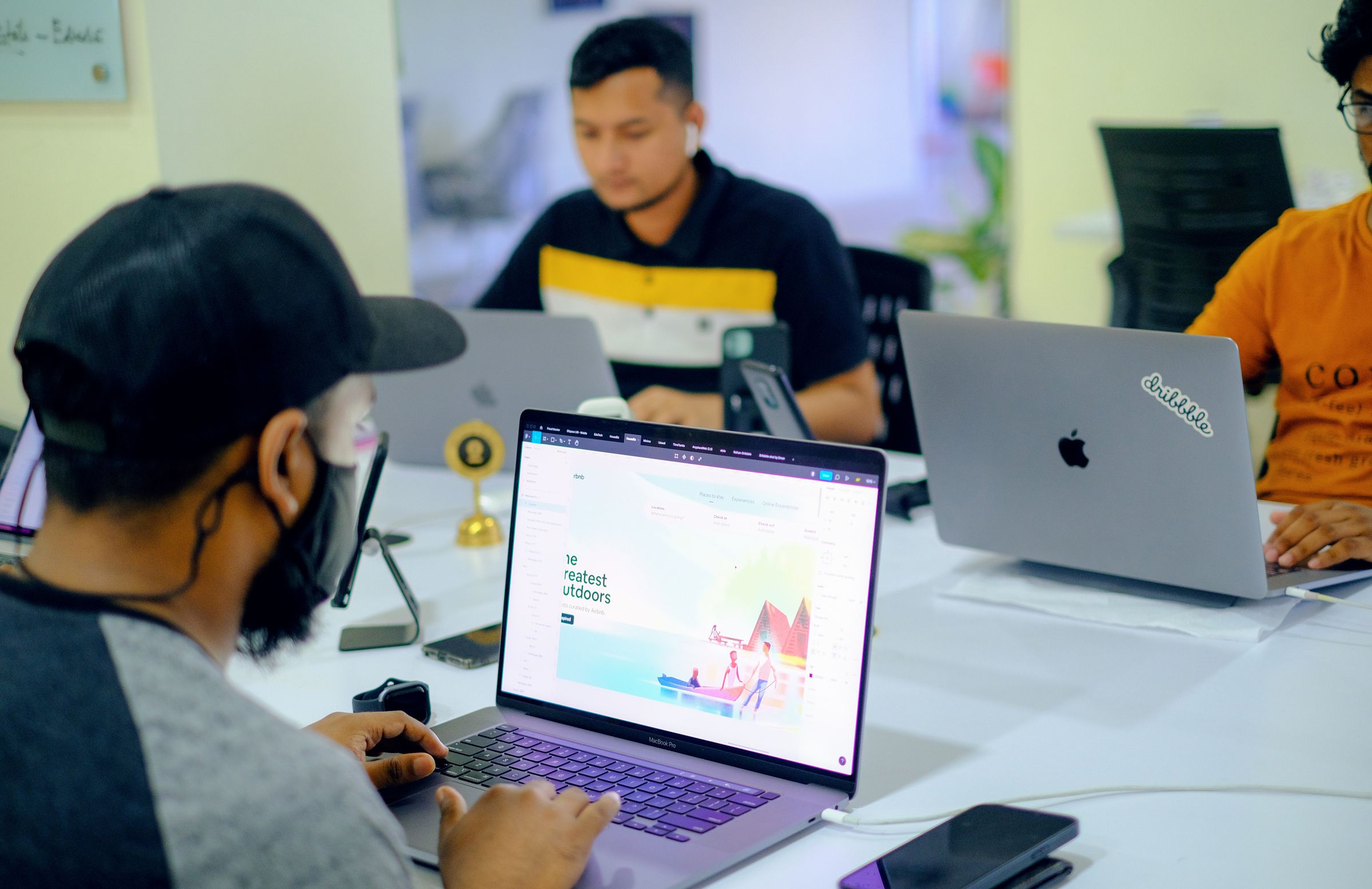 Performance team working on their laptops