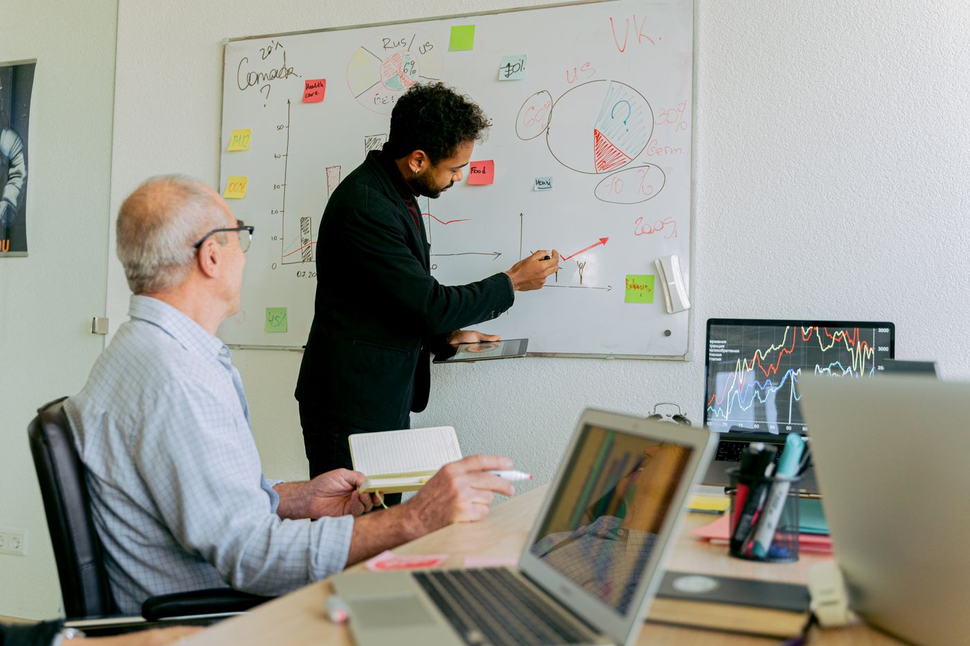 Strategist planning a Google Ads account with a colleague