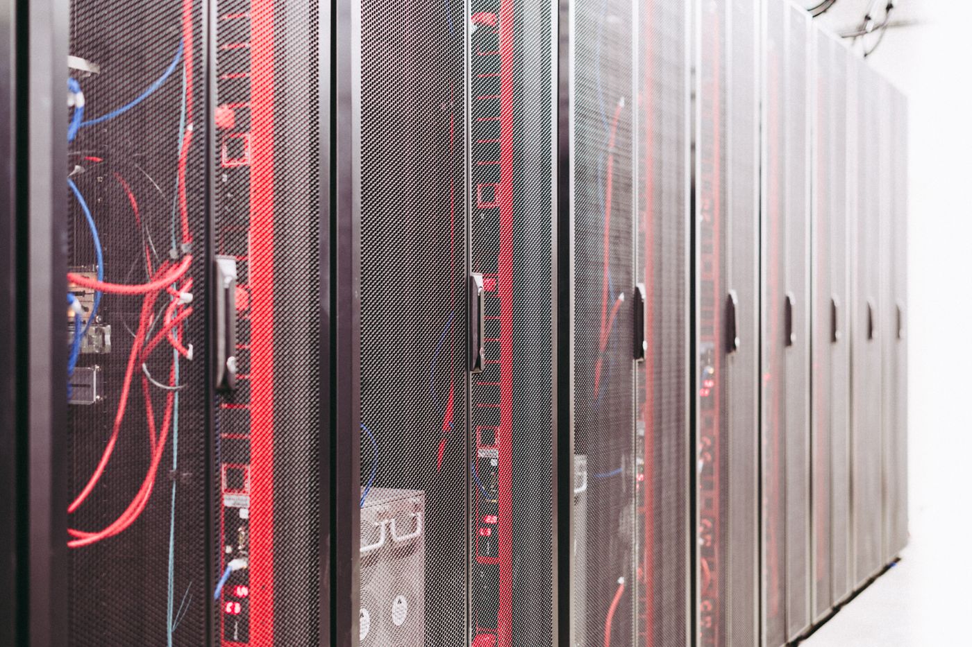 Server racks in a secured data centre